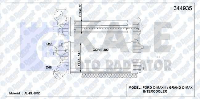 42-1906 Turbo Radyatoru (Intercooler) Ford C-Max 1.6 Tdci 2010-